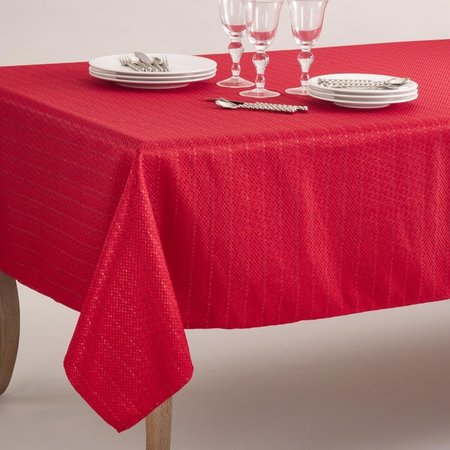 SARO LIFESTYLE SARO  65 x 120 in. Rectangle Gloria Stitched Design Tablecloth  Red 8574.R65120B